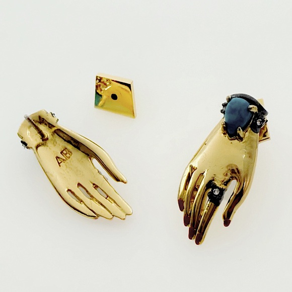 Alexis Bittar Crystal & Stone Vanitas Hand Stud Earrings. NWOT - Picture 5 of 6